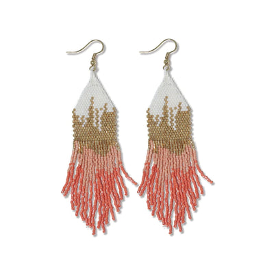 Claire Coral Ombre Fringe Earrings