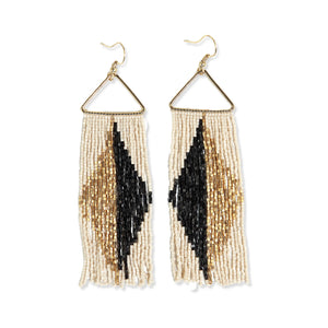 Erica Black Split Diamond Fringe Earrings