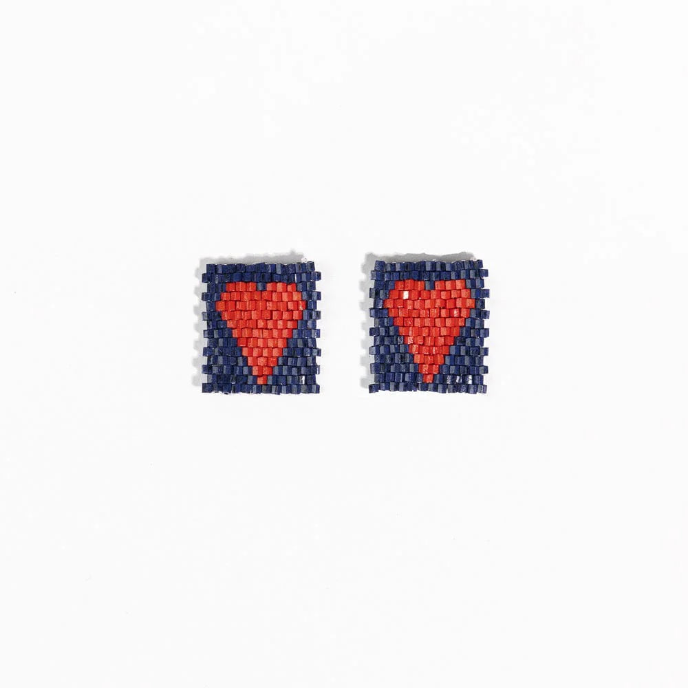 Kallie Heart Beaded Stud