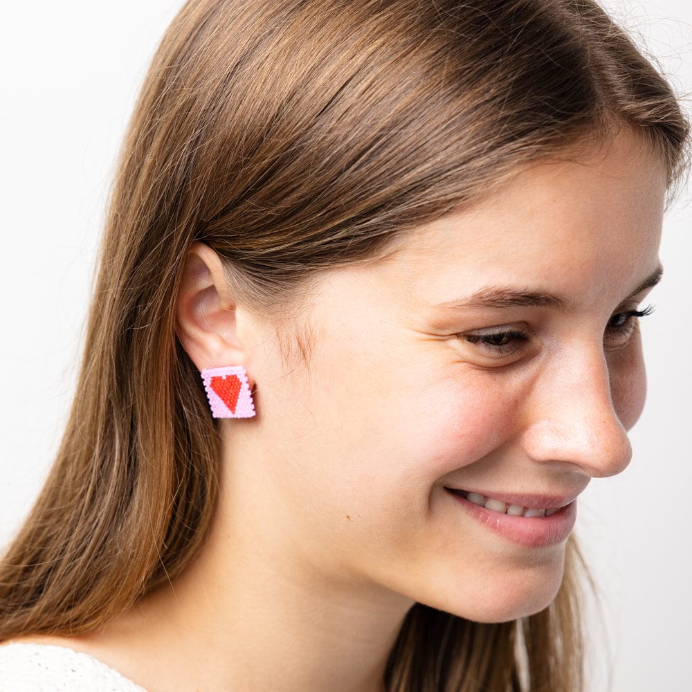 Kallie Heart Beaded Stud