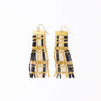 McKenzie Brass Bar Hanger Long Beaded Fringe Earrings