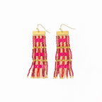 McKenzie Brass Bar Hanger Long Beaded Fringe Earrings
