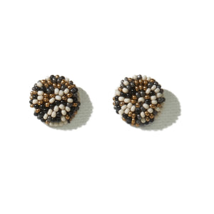 Black ivory gold seed bead button post