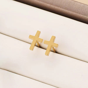 Gold Cross Studs