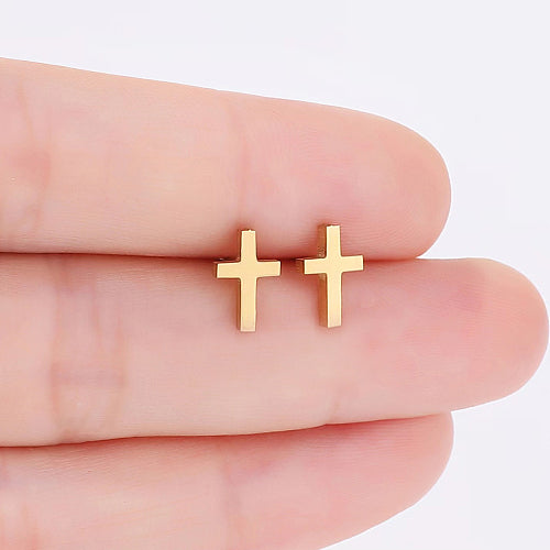 Gold Cross Studs