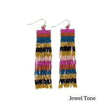 Billie Mixed Horizontal Stripes Beaded Fringe Earrings