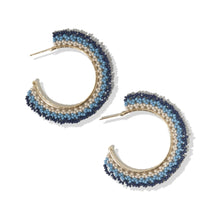 Eve Navy Ombre Beaded Hoop Earrings