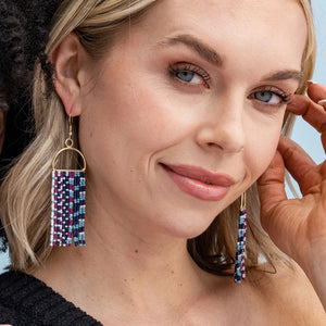 Allison Iceland Mixed Checker Fringe Earrings