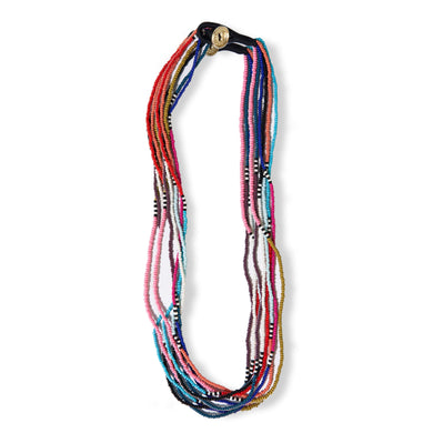 Quinn Stripe + Color Block Beaded Necklace - Multicolor