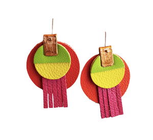 PD Double Circle Leather Earrings