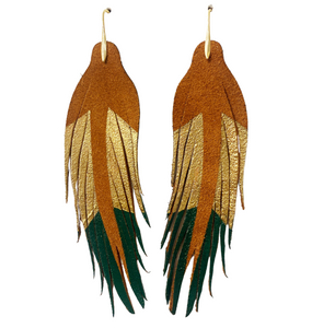 Forest green+ Gold Feathers