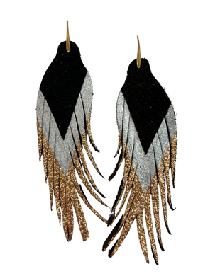 Black+gunmetal+gold glitter dipped feathers