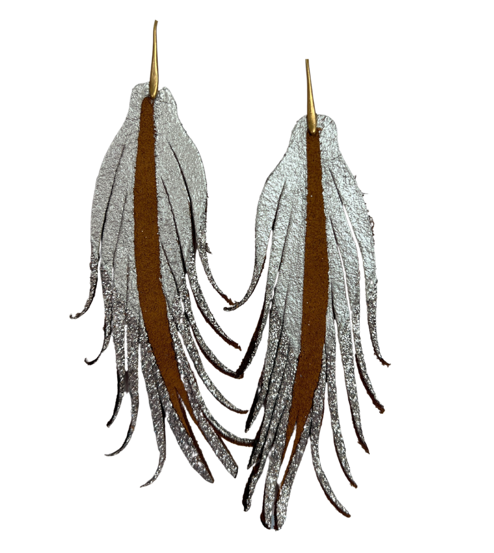 Silver Glitter Dipped Feathers