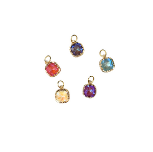 Gold Vintage Square Colored Glass Charm