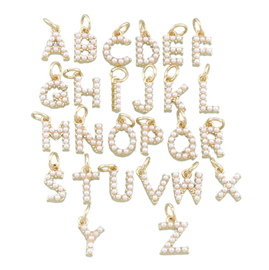 Gold Filled Pearl Letter Charms