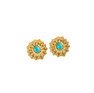 Gold Turquoise Large Stud