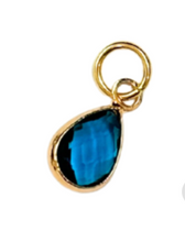 Gold Framed Small Teardrop Glass Charm