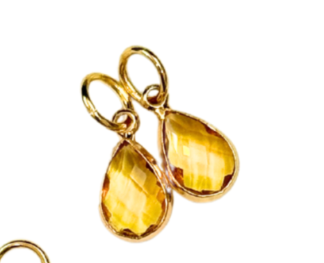 Gold Framed Small Teardrop Glass Charm