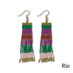 Billie Mixed Horizontal Stripes Beaded Fringe Earrings