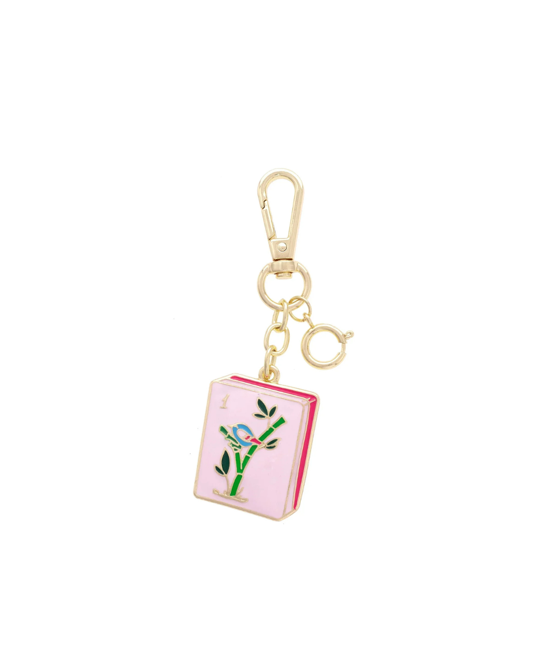 Mahjong Tile Bag Charm in Pink