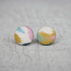 Brush Strokes Fabric Button Earrings