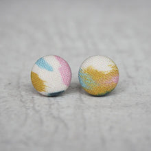Brush Strokes Fabric Button Earrings