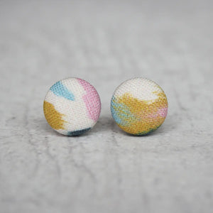 Brush Strokes Fabric Button Earrings