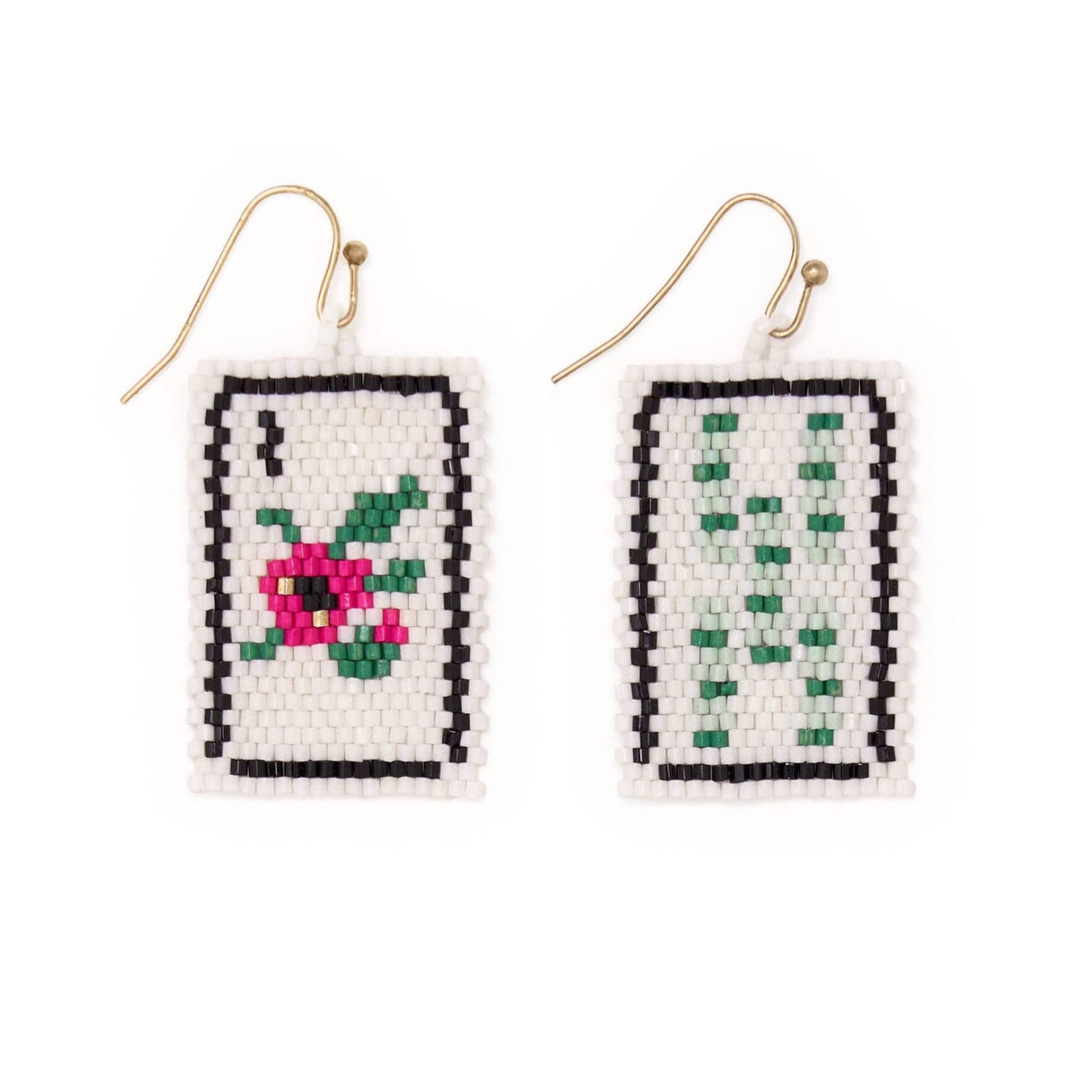 Lily Beaded Mahjong Earrings Flower