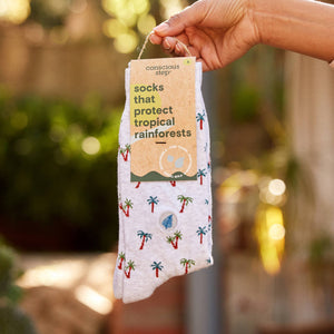 Socks that Protect Tropical Rainforests (Gray Palm Trees)