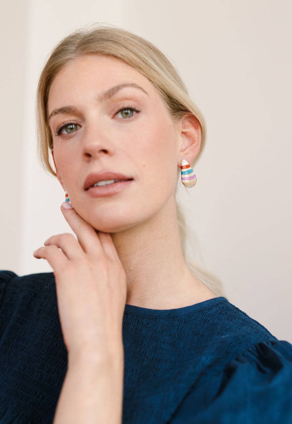 Colorful Stripe Dew Drop Earrings