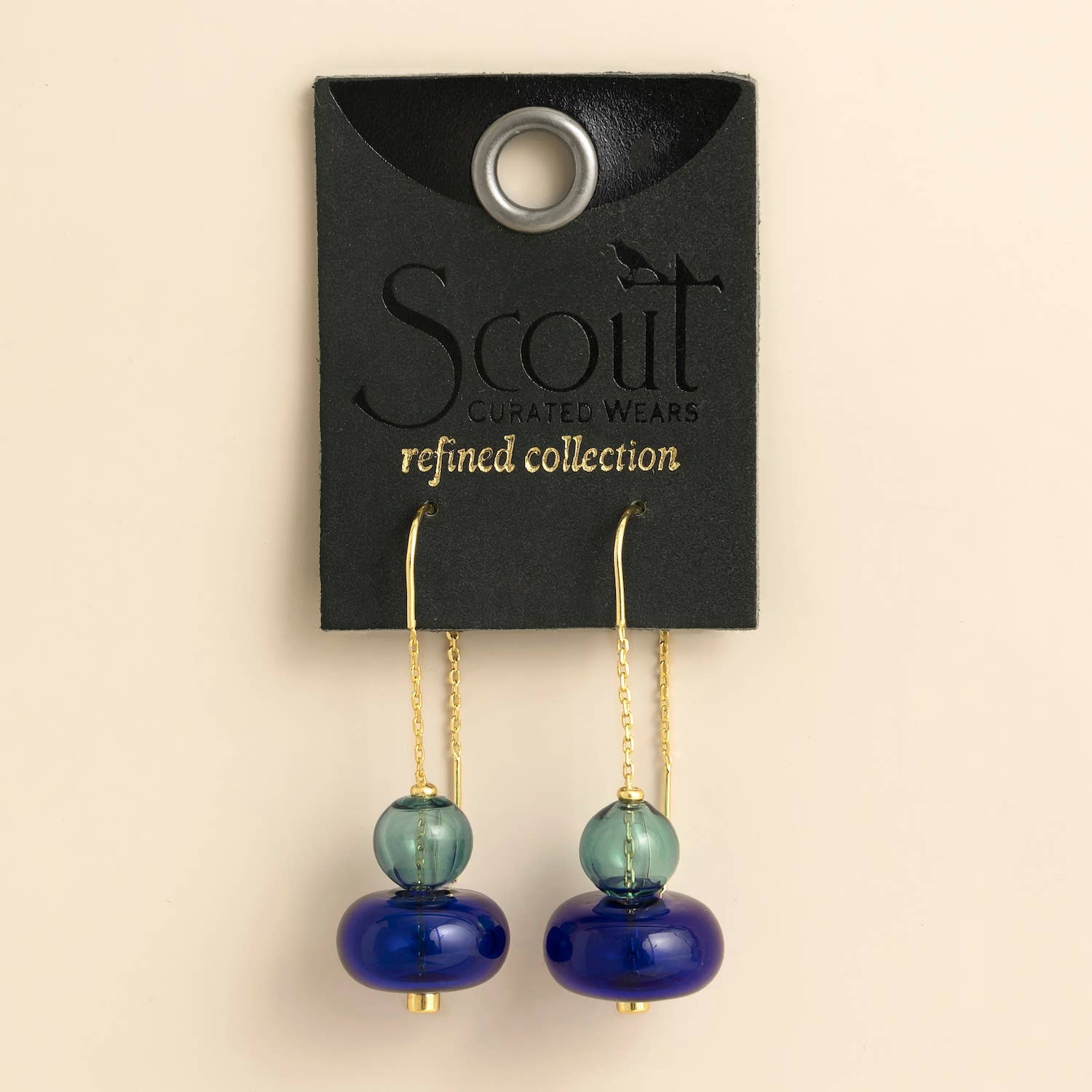 Refined Glass Stacked Threader - Teal/Blue/Gold