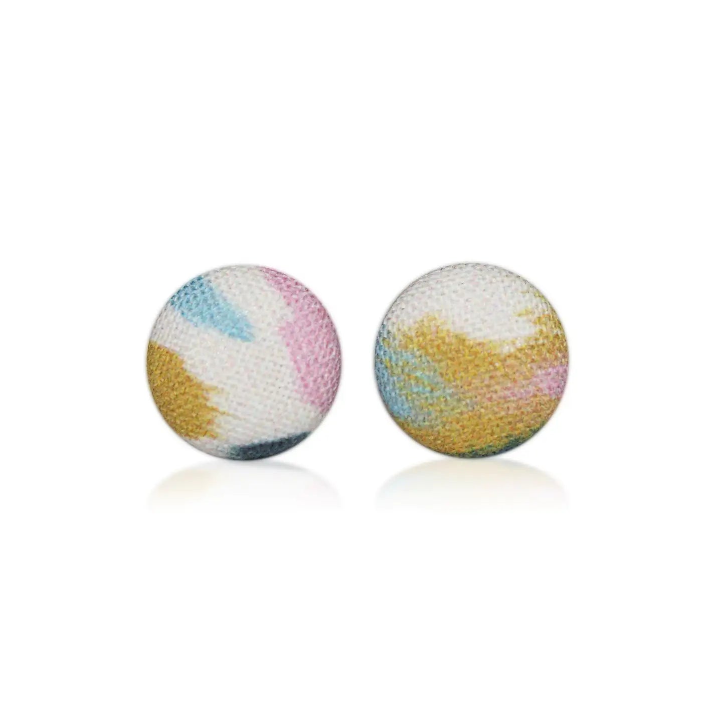 Brush Strokes Fabric Button Earrings