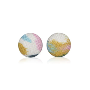 Brush Strokes Fabric Button Earrings