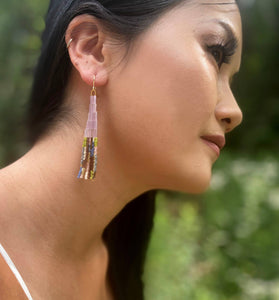 Beaded Abstract Fringe Earrings