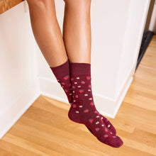 Socks that Support Self-Checks (Maroon Strawberries)