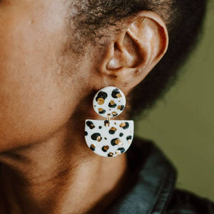 Black and White Leopard Earrings