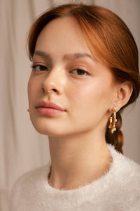 Gold Pearl Studded Hoop Earrings