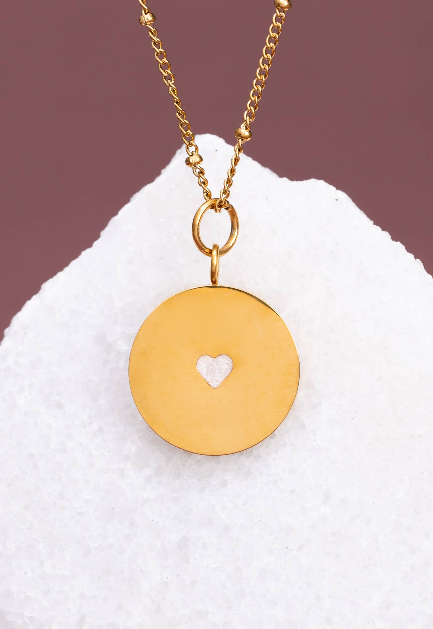 Cherished Engravable Heart Pendant with Ivory Heart