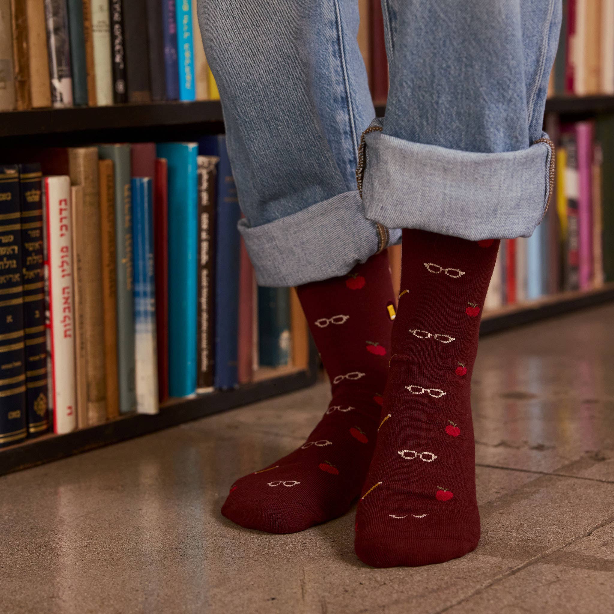 Socks that Give Books (Red Apples, Pencils, and Glasses)
