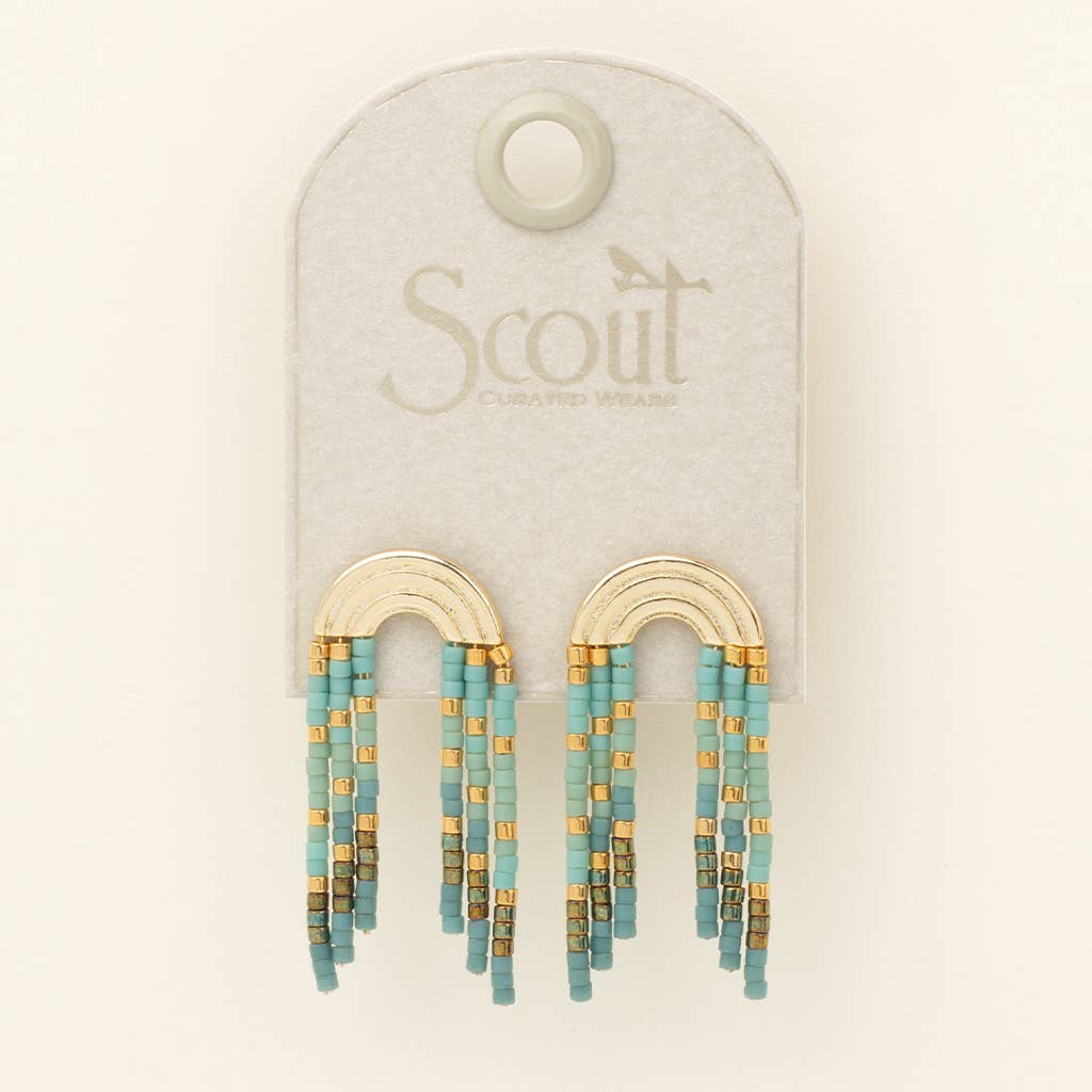 Chromacolor Miyuki Rainbow Fringe Earring - Turquoise/Mint/G