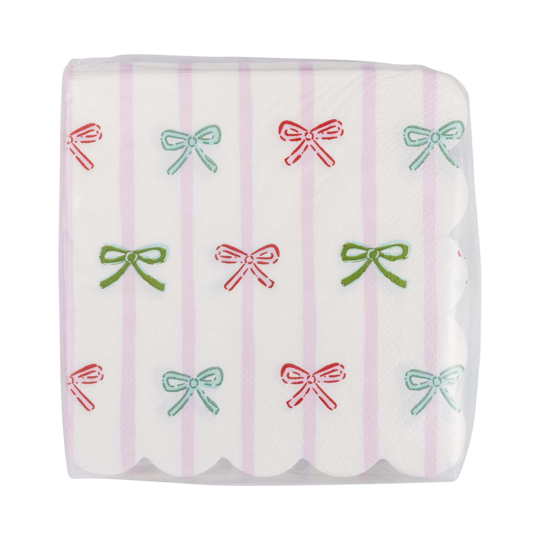 Bow Stripe Scallop Cocktail Napkin