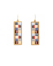 Mosaic Tila and Brass Earrings