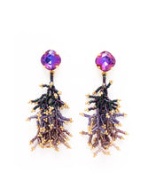 Beaded Handwoven Coral Fringe Earrings (Purple)