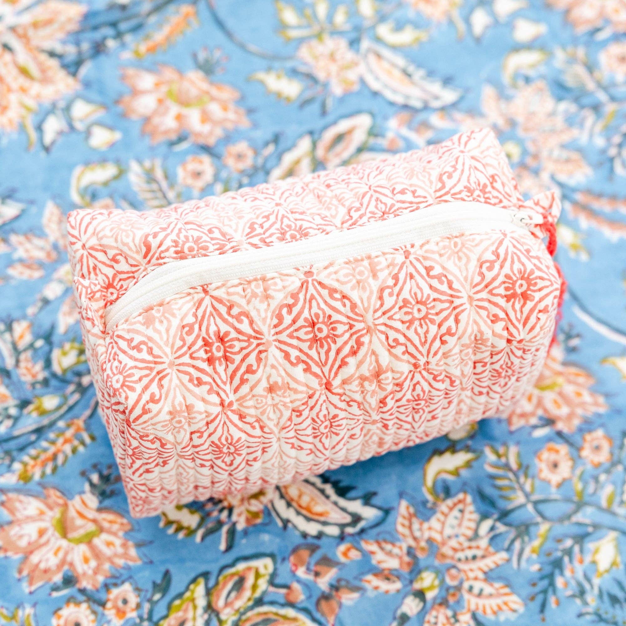 Coral Medallion Cosmetic Pouch