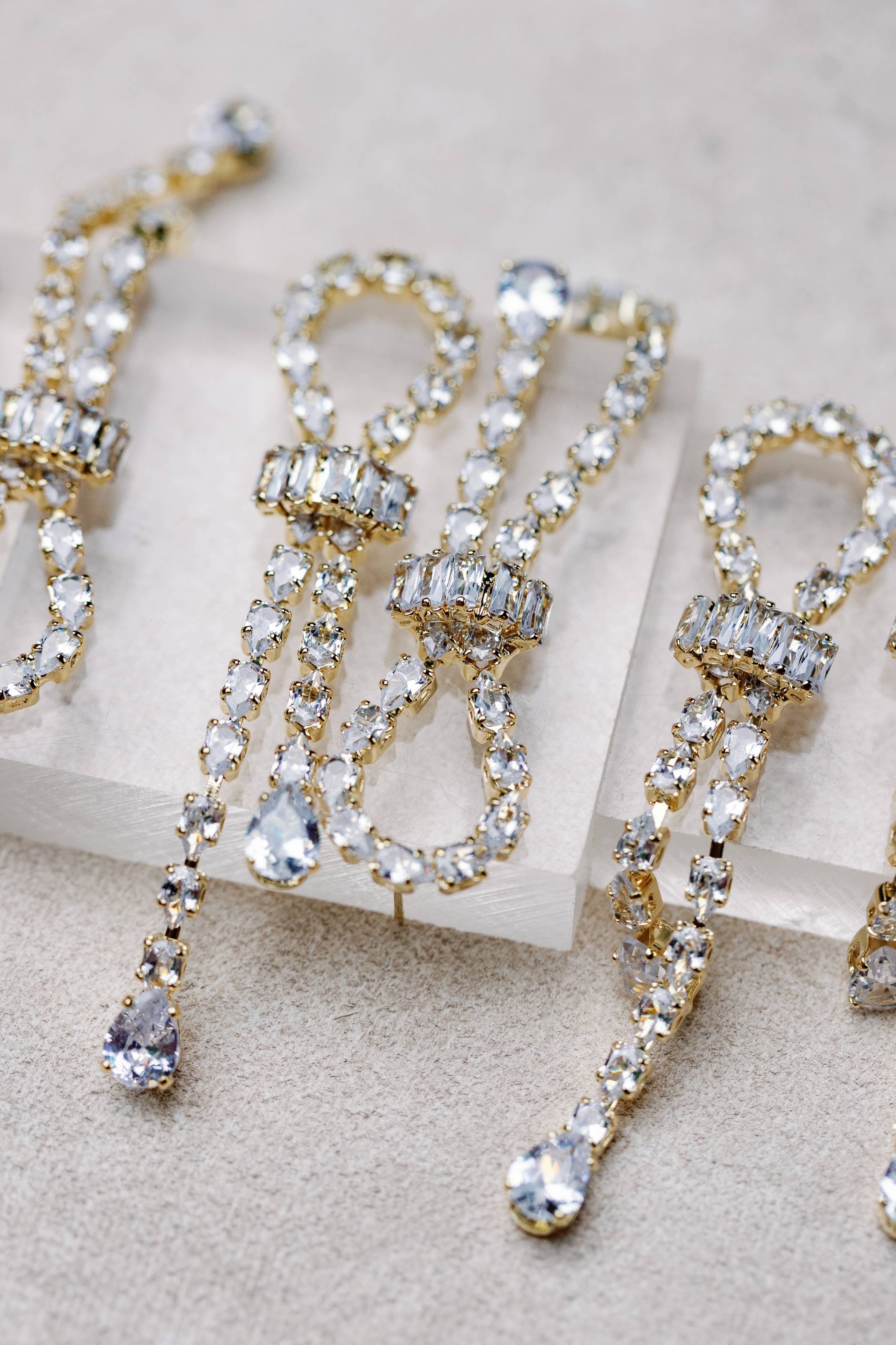 Diamond Drop Statement Earrings