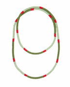Allie Seed Bead Long Necklace Olive, Mint, + Red