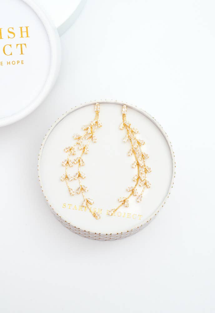 Graceful Willow Gold Dangle Earrings