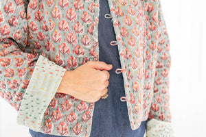 Velvet Mint & Block Print Jacket