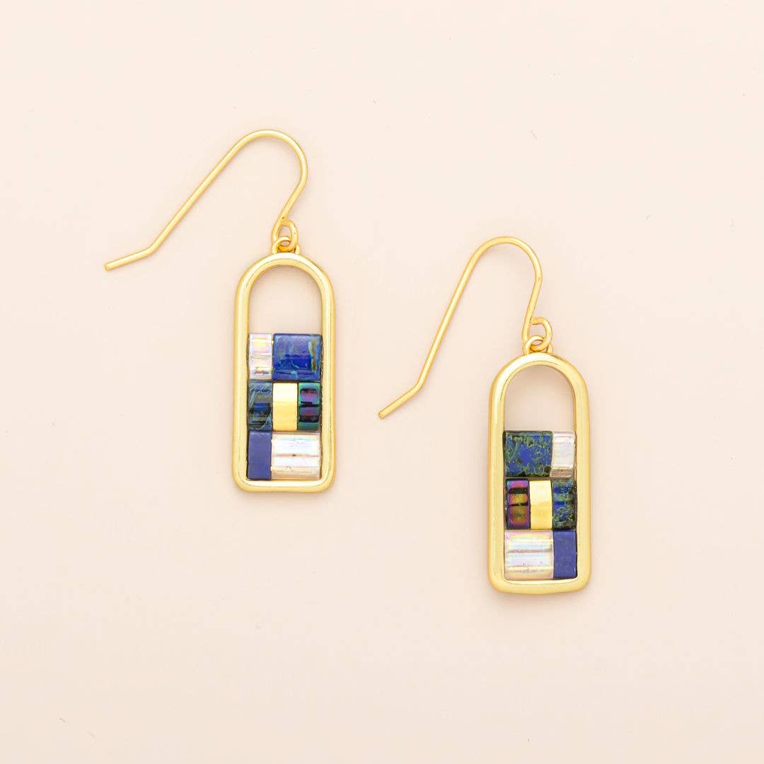 Good Karma Miyuki Frame Earring - Indigo/Gold