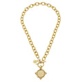 Gold Intaglio Coin Front Toggle Necklace